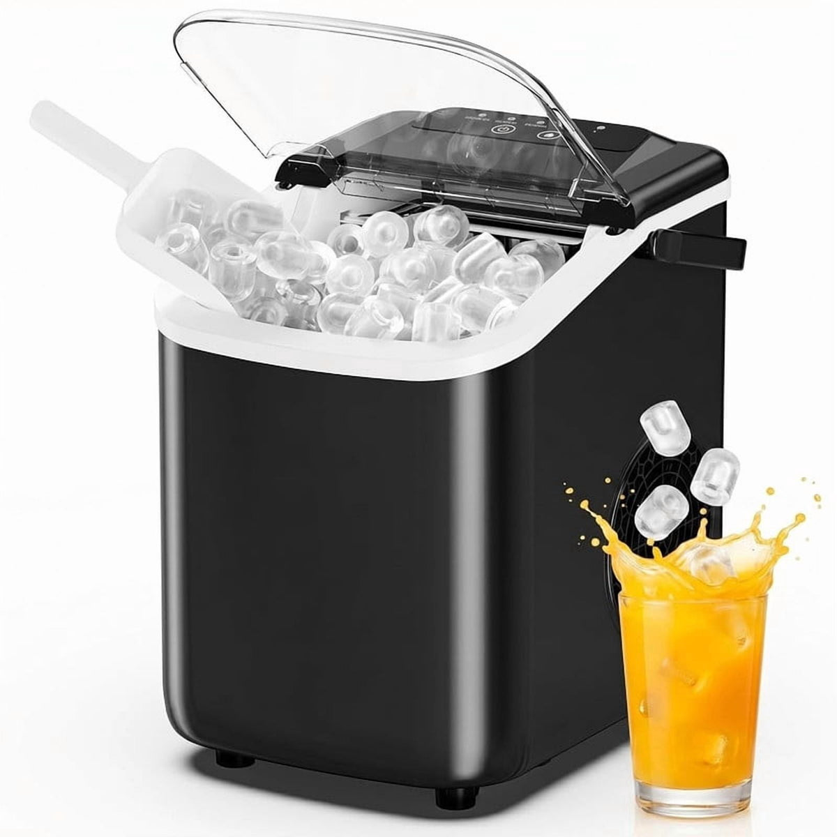 Simenmax Ice Maker Countertop – 26lbs Desktop ice maker with Handle for Home, Kitchen, Office, Outdoors, RV, Camping, White