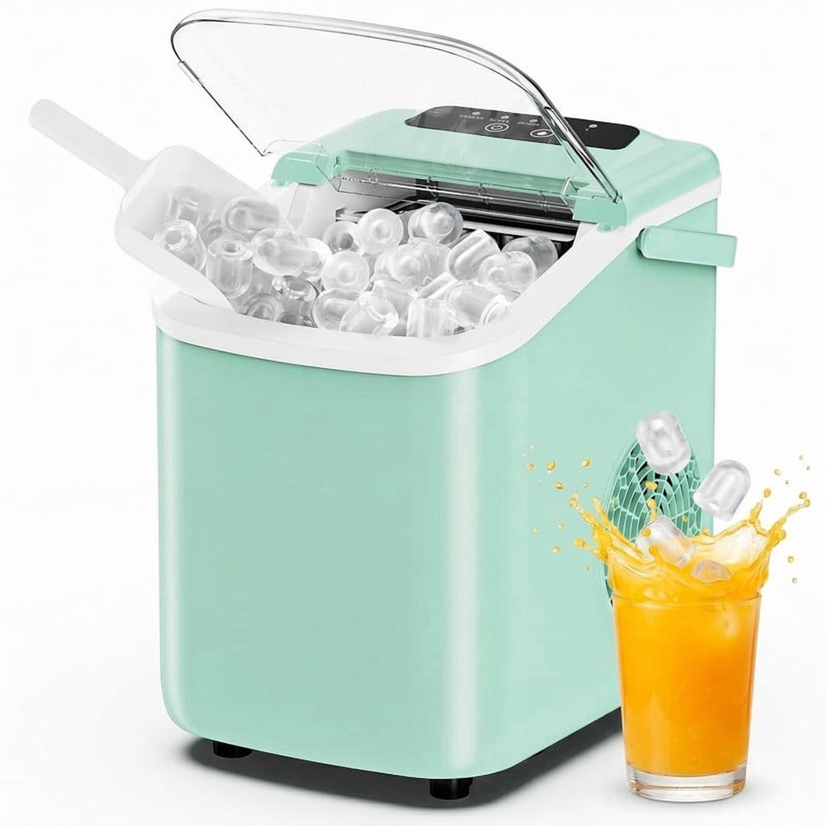Simenmax Ice Maker Countertop – 26lbs Desktop ice maker with Handle for Home, Kitchen, Office, Outdoors, RV, Camping, White