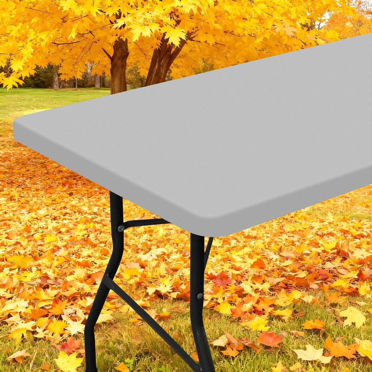 Smiry Rectangle Picnic Tablecloth, Waterproof Wipeable Table Cloth, Washable Elastic Table Cover for Outdoor and Indoor, 30"x72", Black