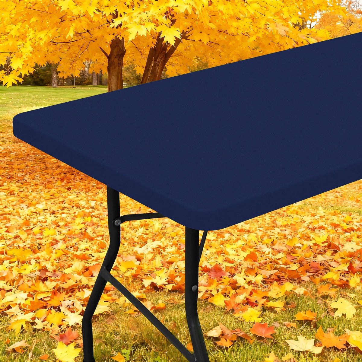 Smiry Rectangle Picnic Tablecloth, Waterproof Wipeable Table Cloth, Washable Elastic Table Cover for Outdoor and Indoor, 30"x72", Black