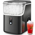Snowyermine Nugget Ice Maker Countertop, 35 lbs per Day, Soft, Chewable Sonic-Style Pebble Ice, One-Touch Self-Cleaning, Stainless Steel, Black, for Home, Kitchen, Office, RV and Camping