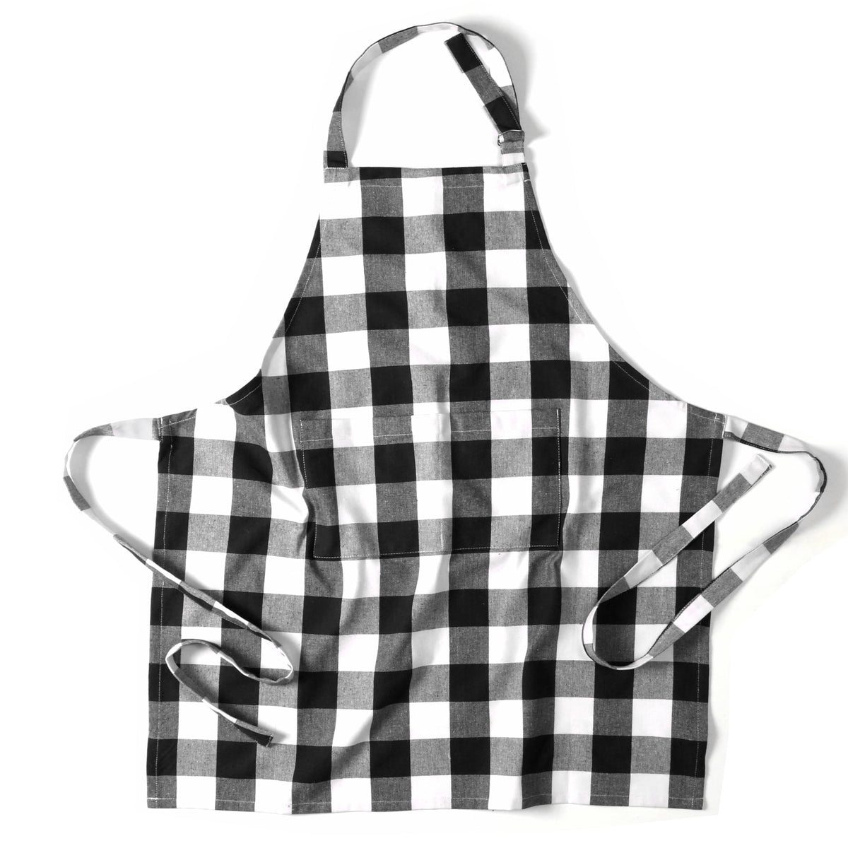 Softopia Cotton Buffalo Plaid Check 2 Pack Kitchen Aprons with Pocket 100% Cotton 27"x33" - Adjustable Neck Apron for Adults Cooking, Black White
