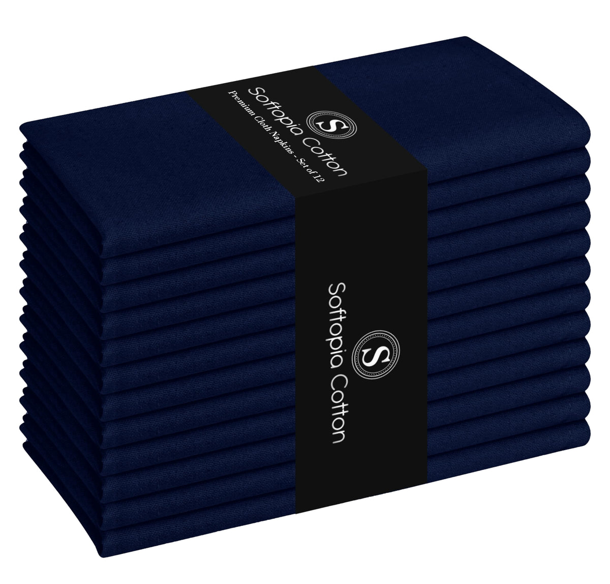 Softopia Cotton Cloth Napkin 17Inch x 17Inch, Washable & Reusable Napkins, Set of 12, Durable, Absorbent, Soft Linen Table Napkins for Fall, Parties, Holiday, Lunch, Dinner, Everyday Use, Navy Blue