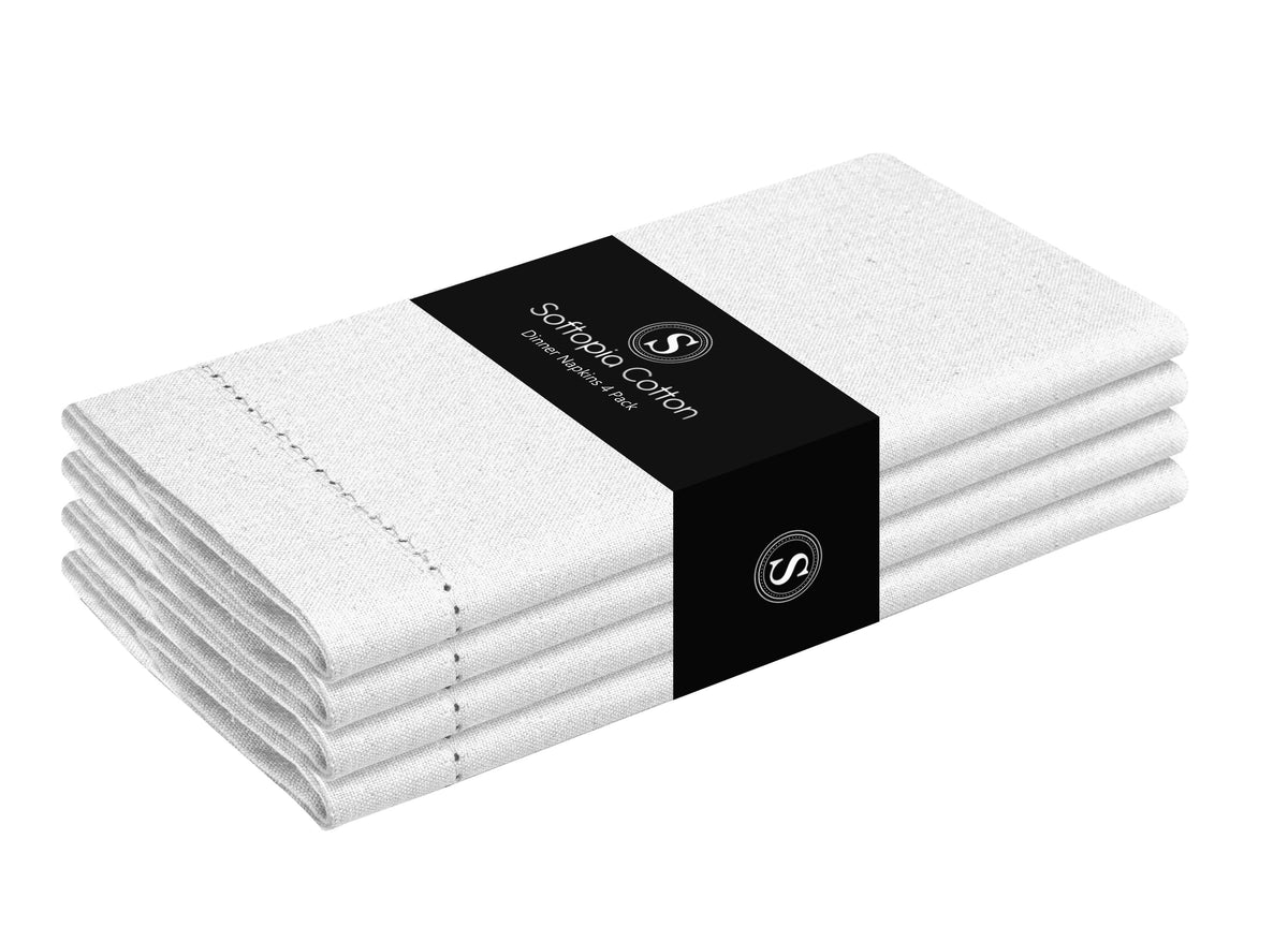Softopia Cotton Hemstitch Table Fabric Cloth Napkins 18"x18", Set of 12, Lemon Yellow