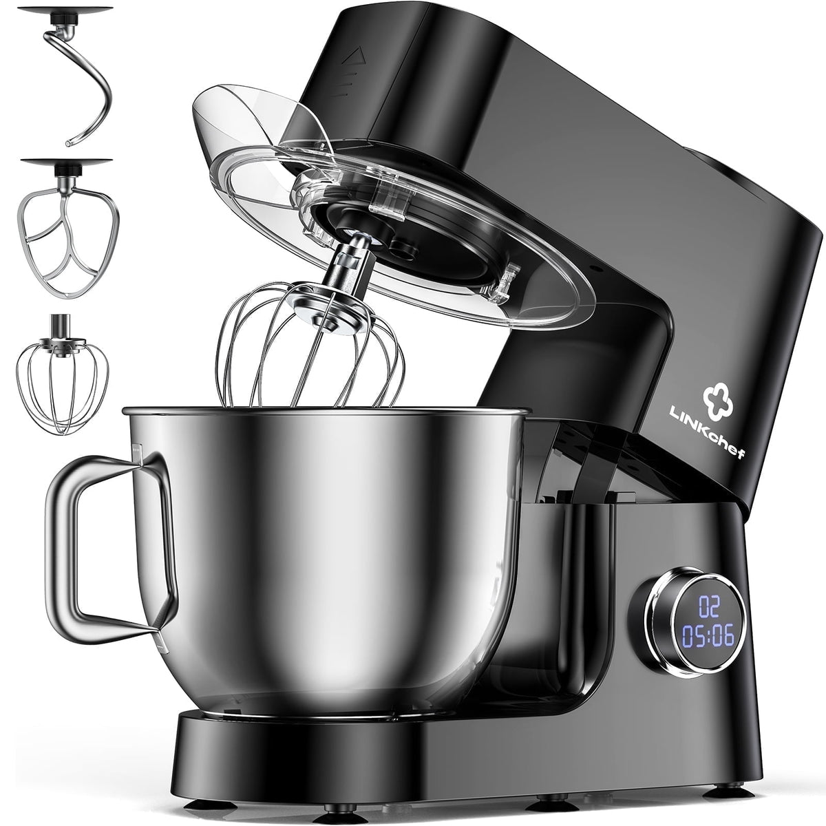 LINKChef 7.5 QT Stand Mixer, 800W 12-Speed Tilt-Head Food Mixer, Kitchen Electric Mixer with Dough Hook, Wire Whip & Beater