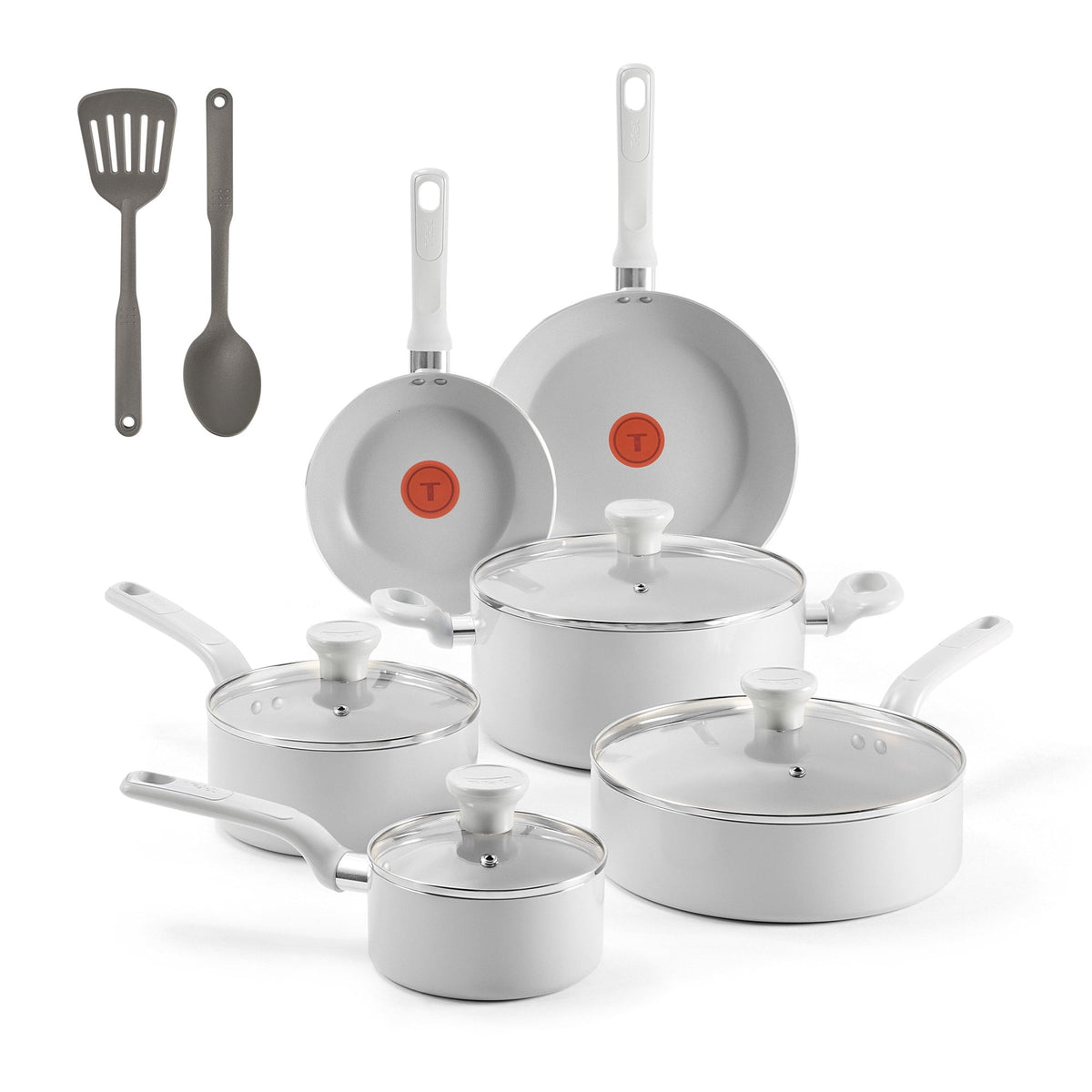 T-fal Easy Care 18 Piece Ceramic Nonstick Cookware Set, Pots and Pans, Mint Green