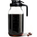 TINANA 64oz Wide Mouth Mason Jar Pitcher with Handle & Flip Lid, Heavy Duty Glass Cold Brew Coffee Maker, Airtight Leak-Proof Pitcher for Iced Tea, Juice, Lemonade