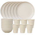 TINANA Wheat Straw Dinnerware Sets, Service for 6, 18 PCS Unbreakable Plastic Dinnerware, Freezer Dishwasher Safe - Beige