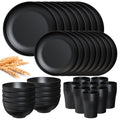 TINANA Wheat Straw Dinnerware Sets, Service for 8, 32 PCS Unbreakable Dinnerware,Microwave Dishwasher Safe - Black