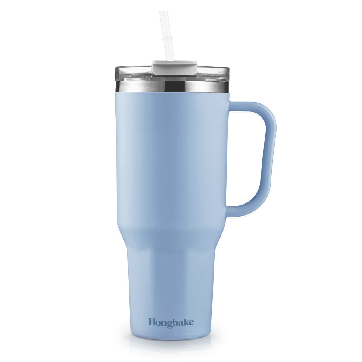 HONGBAKE 40 oz Tumbler with Handle and Straw Lid, Insulated Stainless Steel Tumbler, Travel Mug Fits Cup Holder, Dusty Lavender