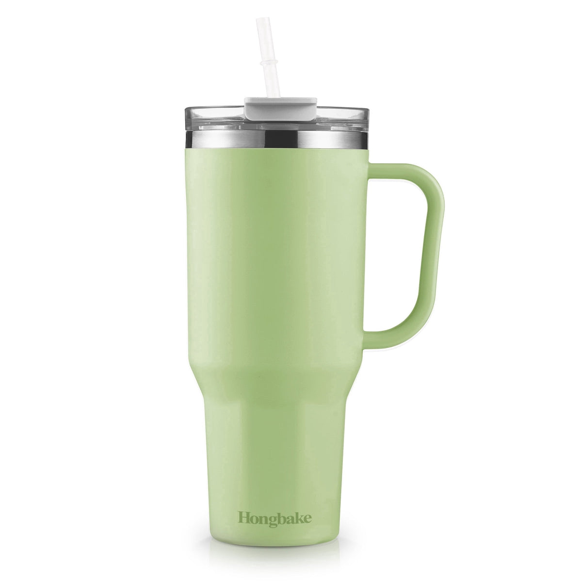HONGBAKE 40 oz Tumbler with Handle and Straw Lid, Insulated Stainless Steel Tumbler, Travel Mug Fits Cup Holder, Dusty Lavender