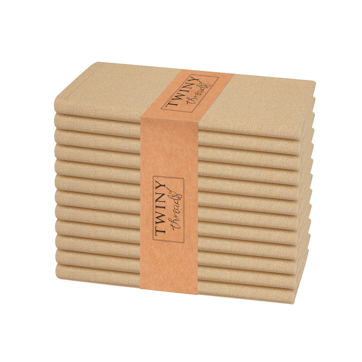 Twiny Threads Set of 4 Solid Reusable Cloth Dinner Napkins - Sandal Yellow