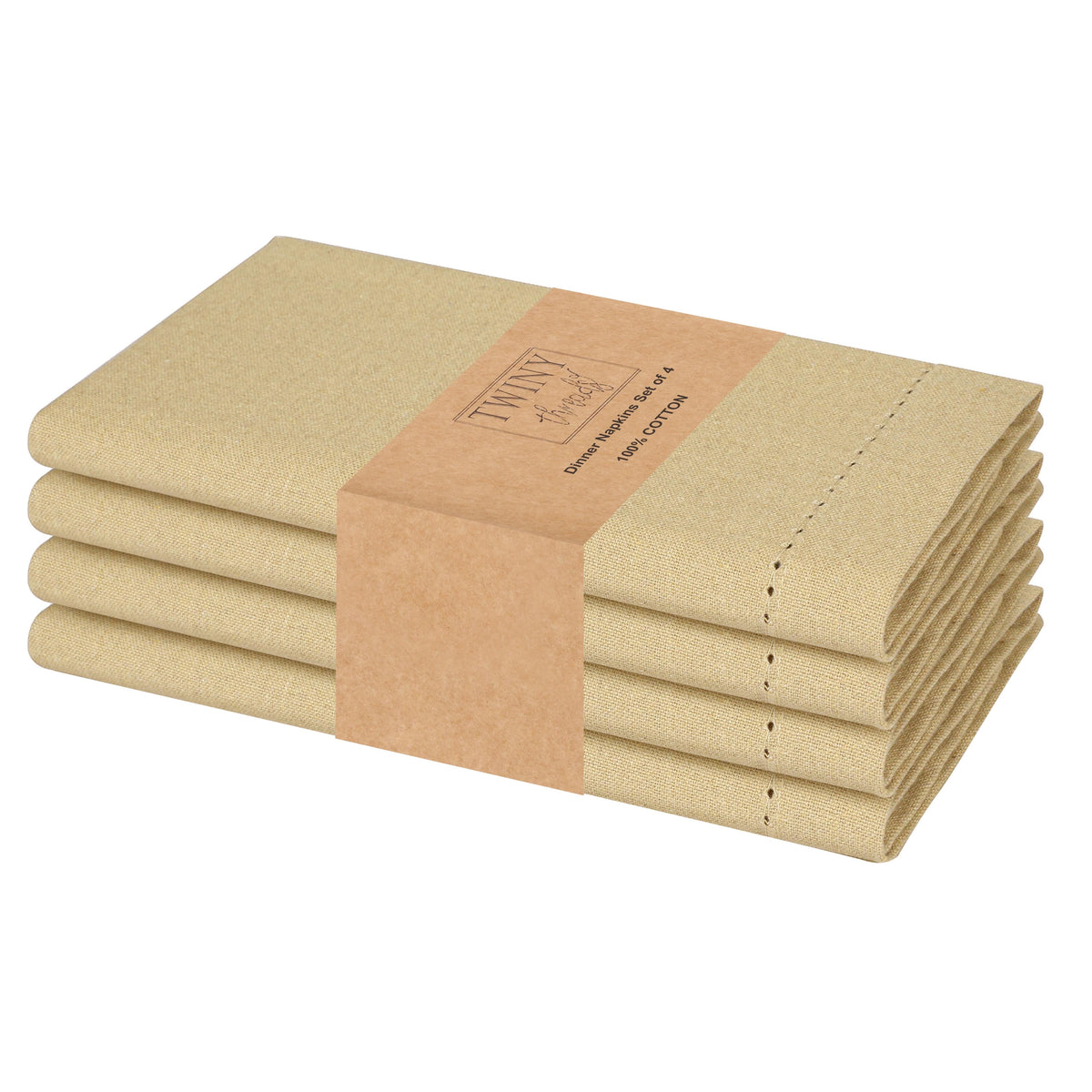 Twiny Threads Set of 4 Hemstitch Reusable Cloth Dinner Napkins - Navy