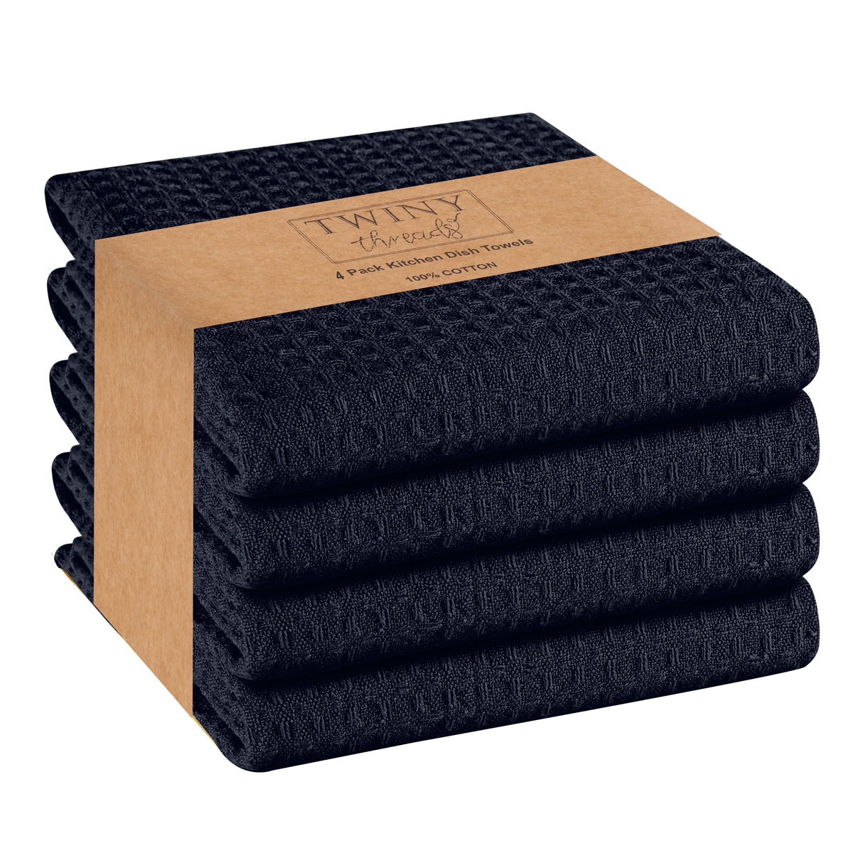 Twiny Threads Waffle Kitchen Towel 16"x26" Set of 4 - Brown