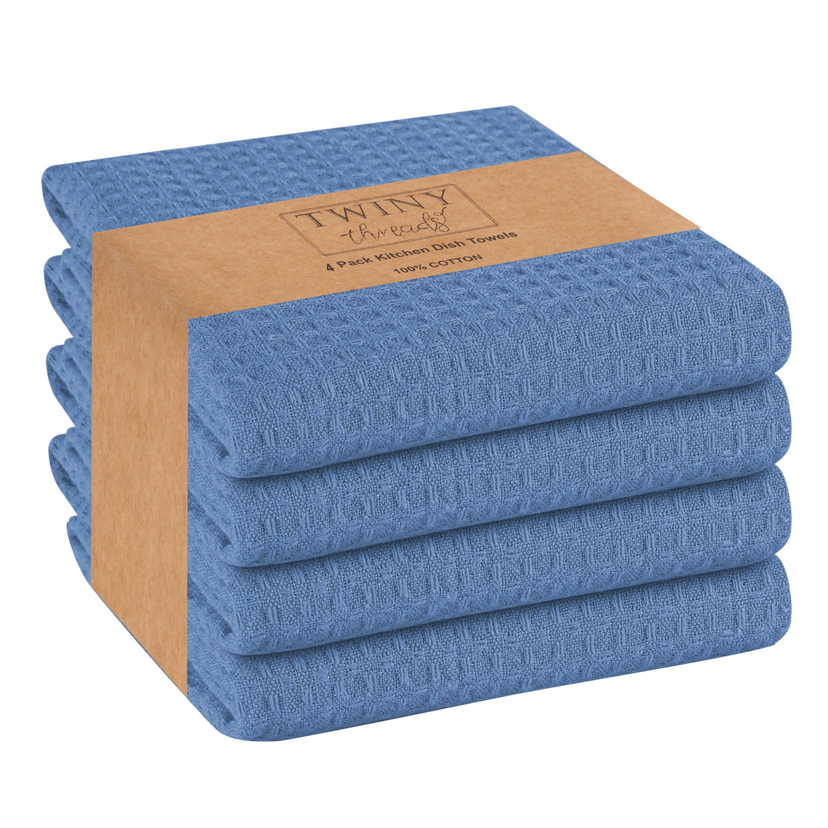 Twiny Threads Waffle Kitchen Towel 16"x26" Set of 4 - Brown