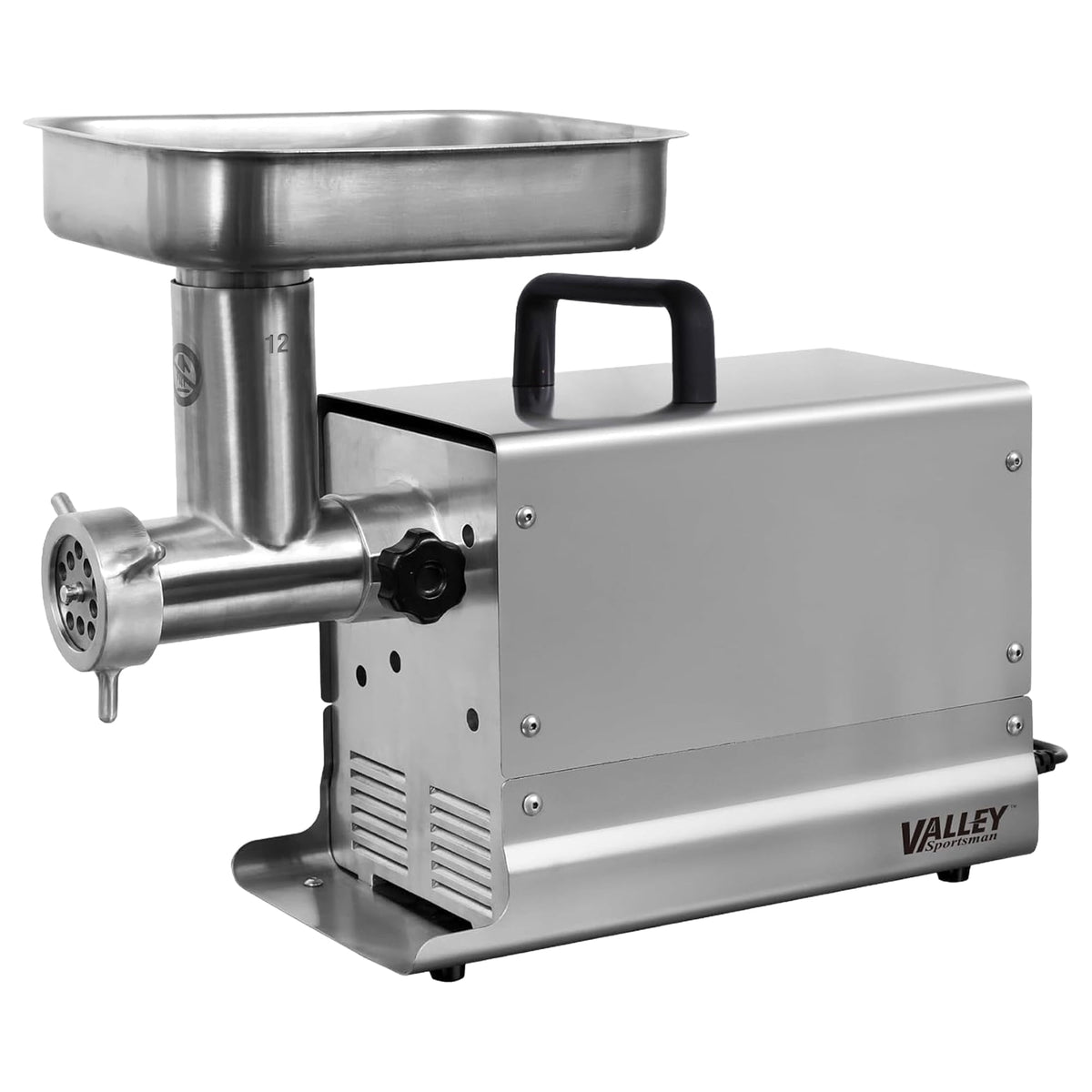 Valley Sportsman #8 Stainless Steel Meat Grinder, Powerful 575-Watt Motor Sausage Meat Grinder with Grinder Knife, Ideal for Regular Use, Sausage Making, Silver
