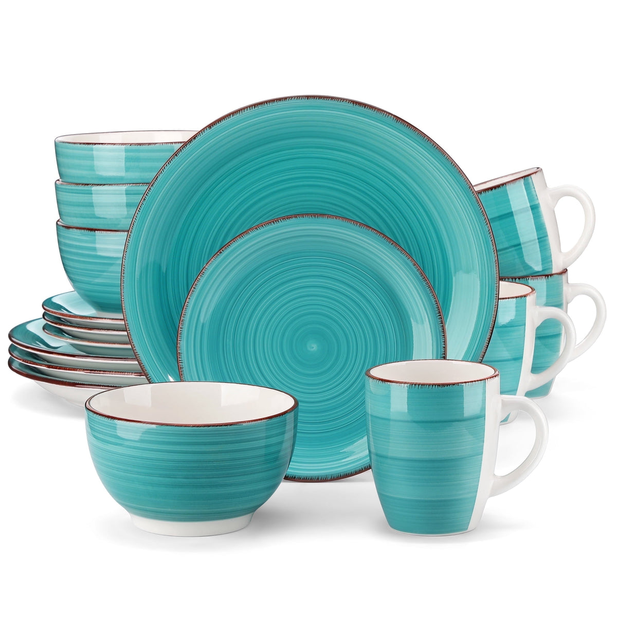Vancasso 32 Pieces Dinnerware Sets for 8, Ceramic Plates and Bowls Sets, Scratch Resistant Dishes Set, Microwave & Dishwasher Safe, Colourful