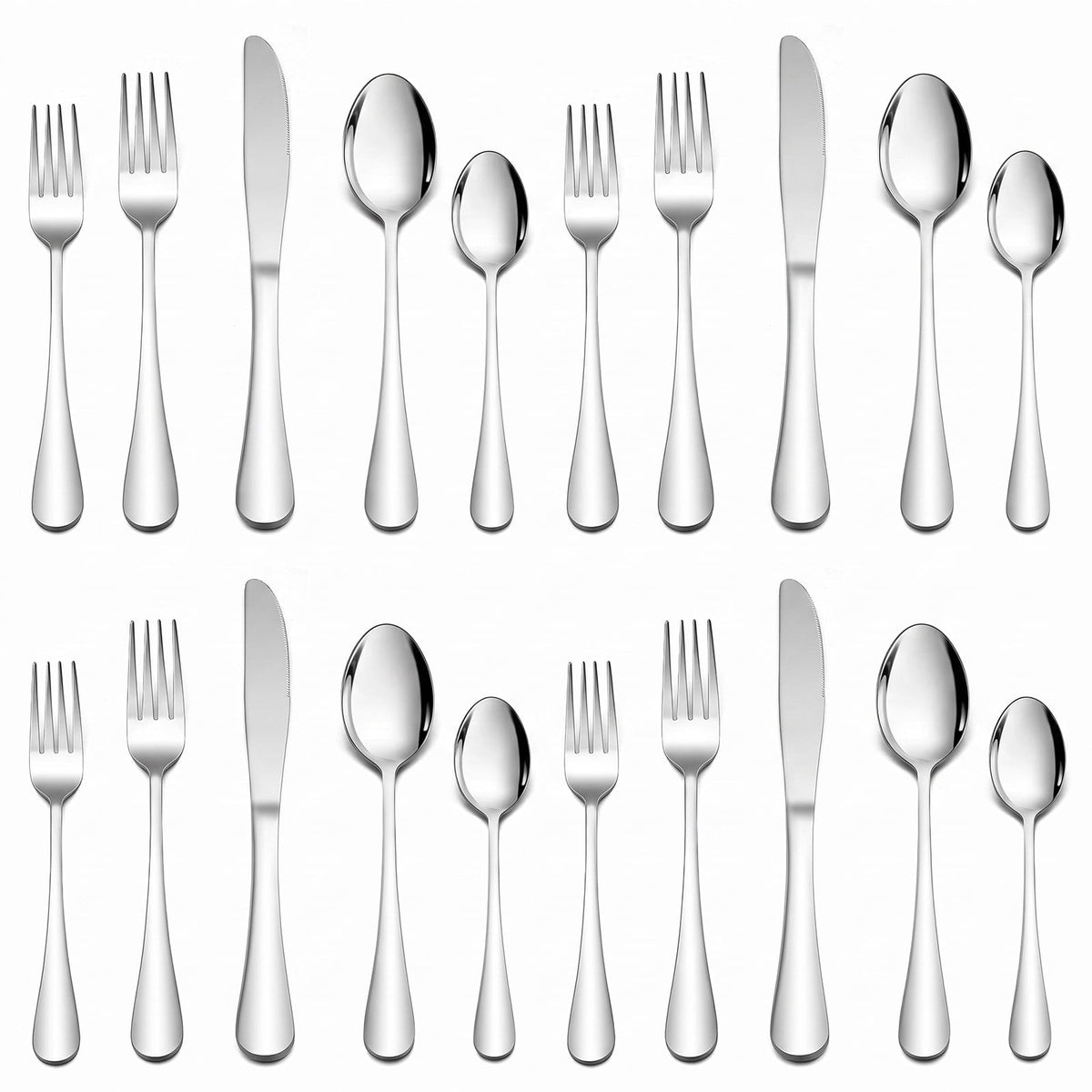 Black Silverware Set, Vesteel 20 Piece Stainless Steel Flatware Cutlery Set for 4, Mirror Finish, Dishwasher Safe
