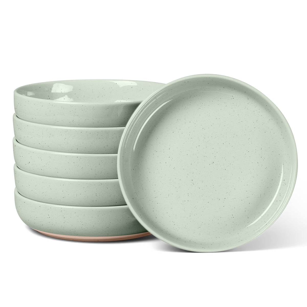 Vesteel Pasta Bowls Set of 6, 32oz Large Salad Bowl for Home Kitchen, Ceramic Serving Plates for Soup, Cereal, Fruits, Microwave & Dishwasher Safe, Speckled White