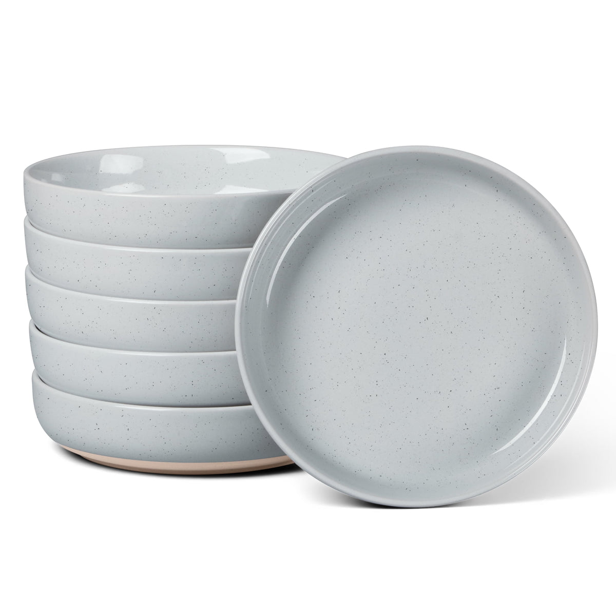 Vesteel Pasta Bowls Set of 6, 32oz Large Salad Bowl for Home Kitchen, Ceramic Serving Plates for Soup, Cereal, Fruits, Microwave & Dishwasher Safe, Speckled White