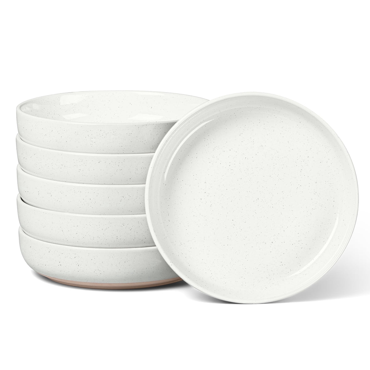 Vesteel Pasta Bowls Set of 6, 32oz Large Salad Bowl for Home Kitchen, Ceramic Serving Plates for Soup, Cereal, Fruits, Microwave & Dishwasher Safe, Speckled White