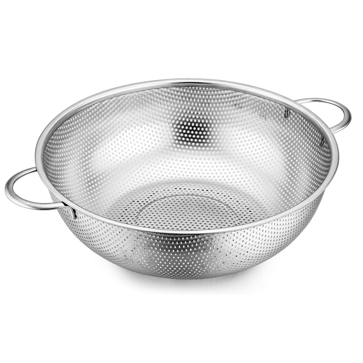 VeSteel Colander Set of 3, Stainless Steel Micro-Perforated Colanders Strainers for Draining Rinsing Washing, Ideal for Pasta Vegetables Fruits, Heavy Duty & Dishwasher Safe - 1/3/5 Quart