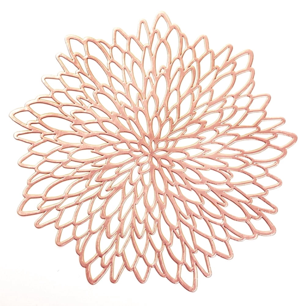 Vinyl Placemats Non-Slip Washable Heat Resistant Round PVC Table Mats for Morden Kitchen Dining Table Wedding,Gold
