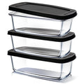 Virtu Glass Bread Loaf Pan, 6pc Glass Baking Dish with Lid, Food Storage Container, Black