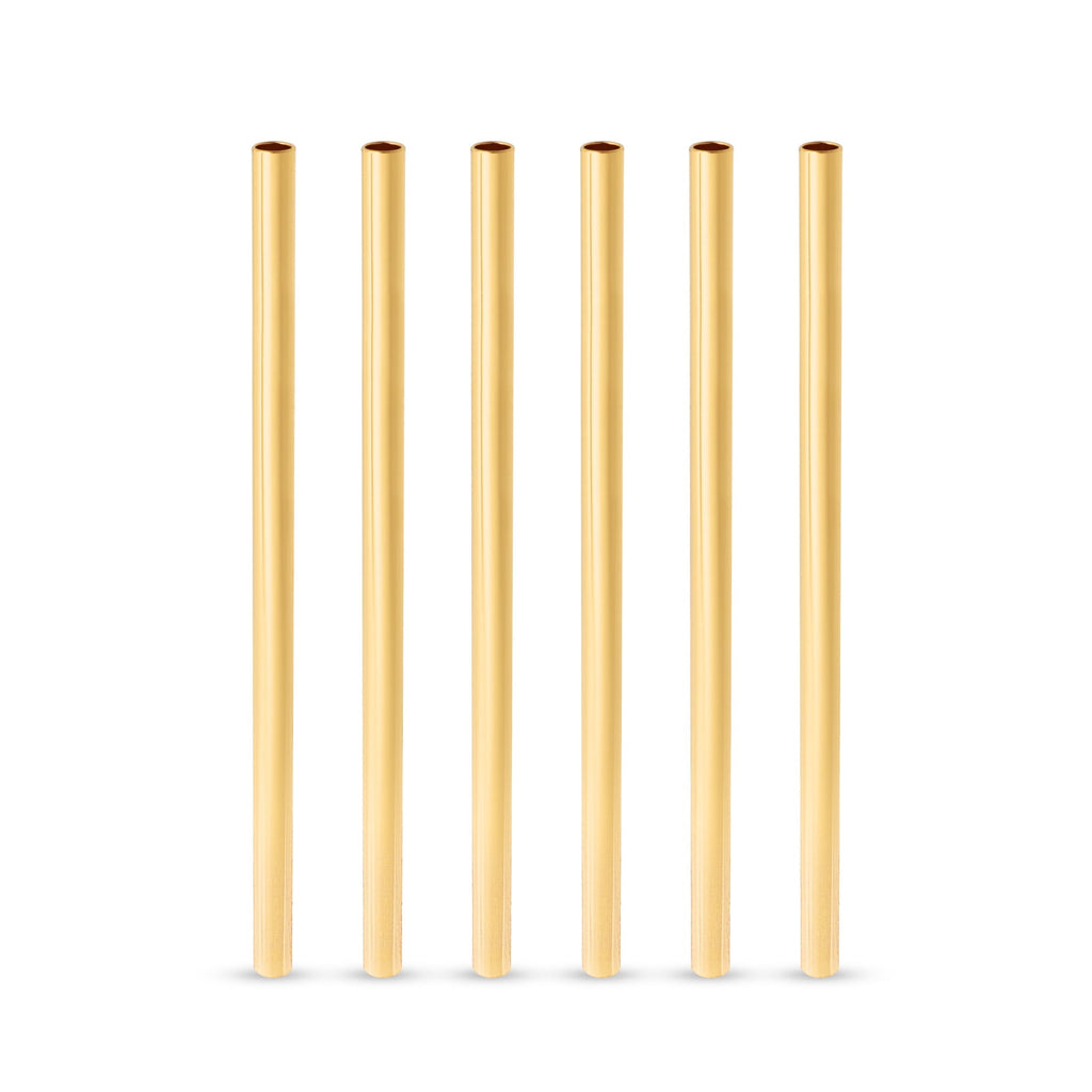 Viski Belmont Stainless Steel Cocktail Straws, Reusable Straws 5" Set of 6