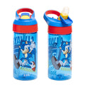 Zak Designs 17.5oz Sonic the Hedgehog Kids Water Bottle with Spout Cover and Built-in Carrying Loop, Made of Durable Plastic, Leak-Proof Design for Travel (17.5 oz, Pack of 2)