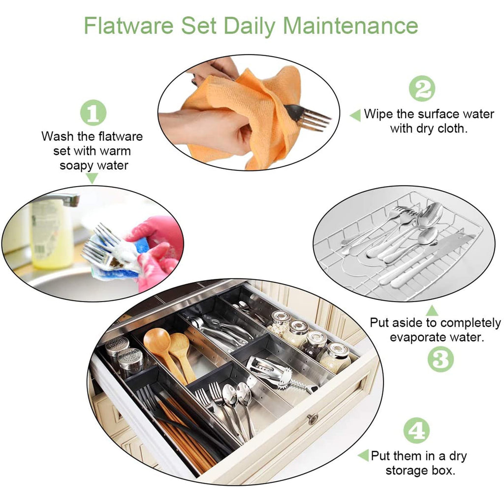 20 Piece Silverware Set, ENLOY Stainless Steel Solid Flatware Cutlery for 4, Modern & Elegant Design, High Quality Gift