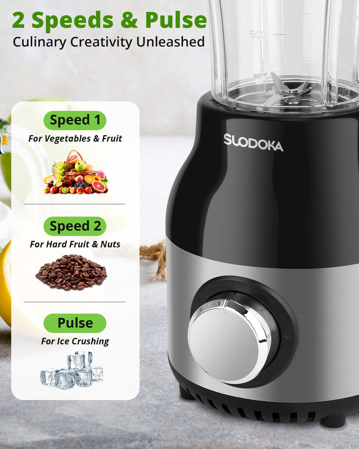 Suodoka Countertop Blender Food Processor Combo, 4 in 1 Kitchen Electric Blender/Grinder/Chopper,New