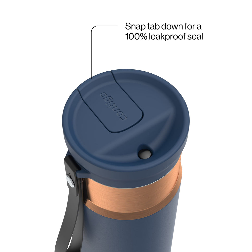 Contigo 24oz SnapSeal Insulated Stainless Steel Water Bottle with Straw, Licorice Black/Bronze