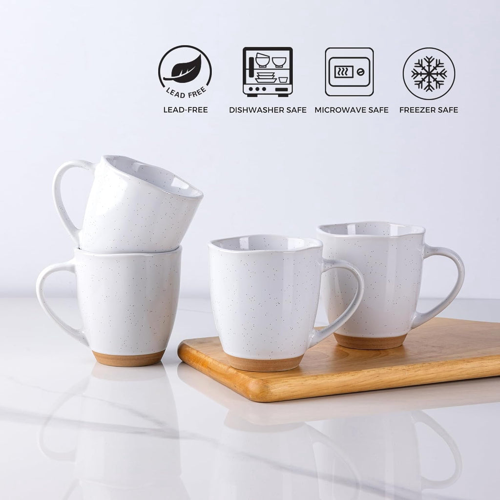 AmorArc 12oz Coffee Mugs, Ceramic Coffee Mugs set of 6 for Man, Woman, Dad, Mom, Modern Coffee Cups with handle for Latte/Cappuccino/Milk/Cocoa. Dishwasher&Microwave Safe, Light Beige