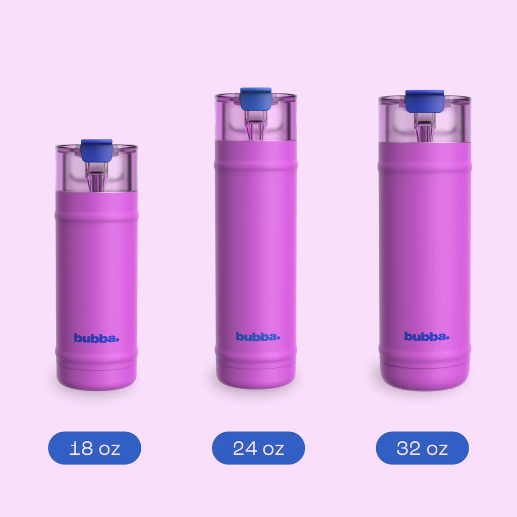 Bubba 32oz DualSip Insulated Stainless Steel Water Bottle with Straw & Sip Lid, Moodbooster Purple/Blue
