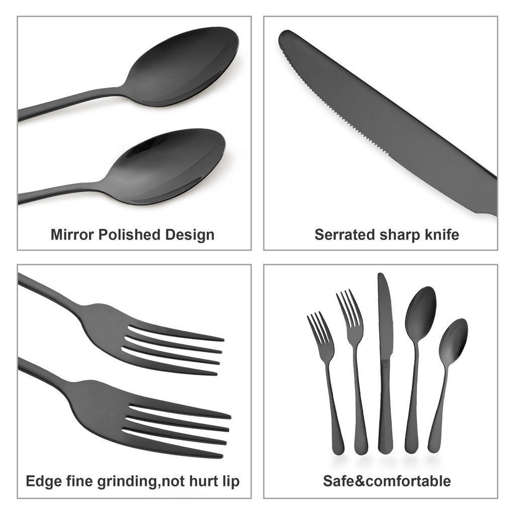 20 Piece Silverware Set, ENLOY Stainless Steel Solid Flatware Cutlery for 4, Modern & Elegant Design, High Quality Gift