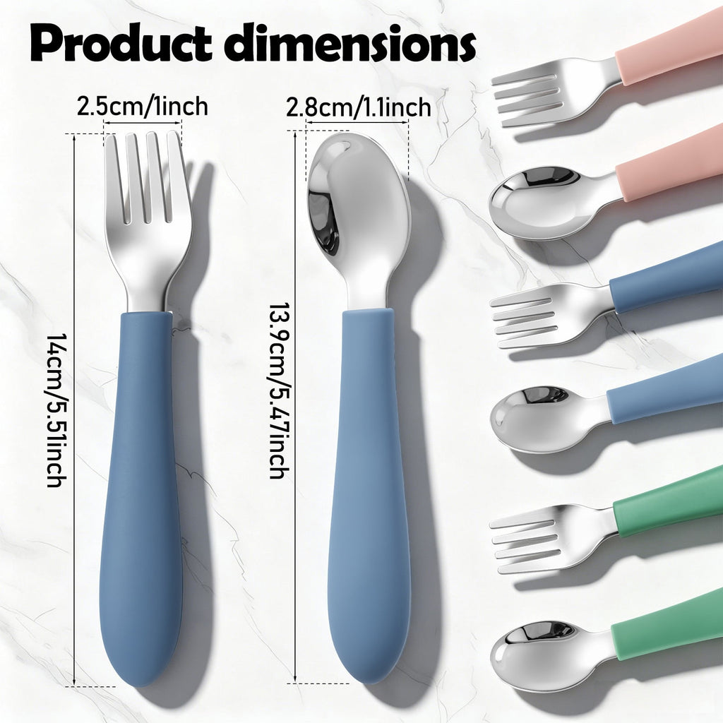 Jetcloudlive 10 Pieces Kids Silverware Set, Stainless Steel Toddler Utensils, Rainbow Kids Cutlery Set, Kids Forks and Spoons Includes 5 Forks, 5 Spoons