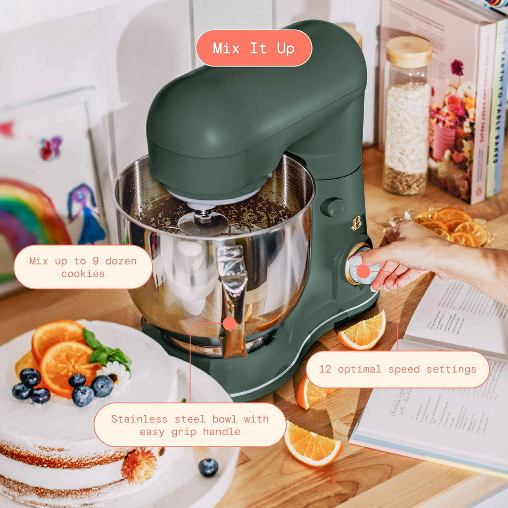 Beautiful 5.3 Qt Stand Mixer, Lightweight & Powerful with Tilt-Head, Chocolate by Drew Barrymore