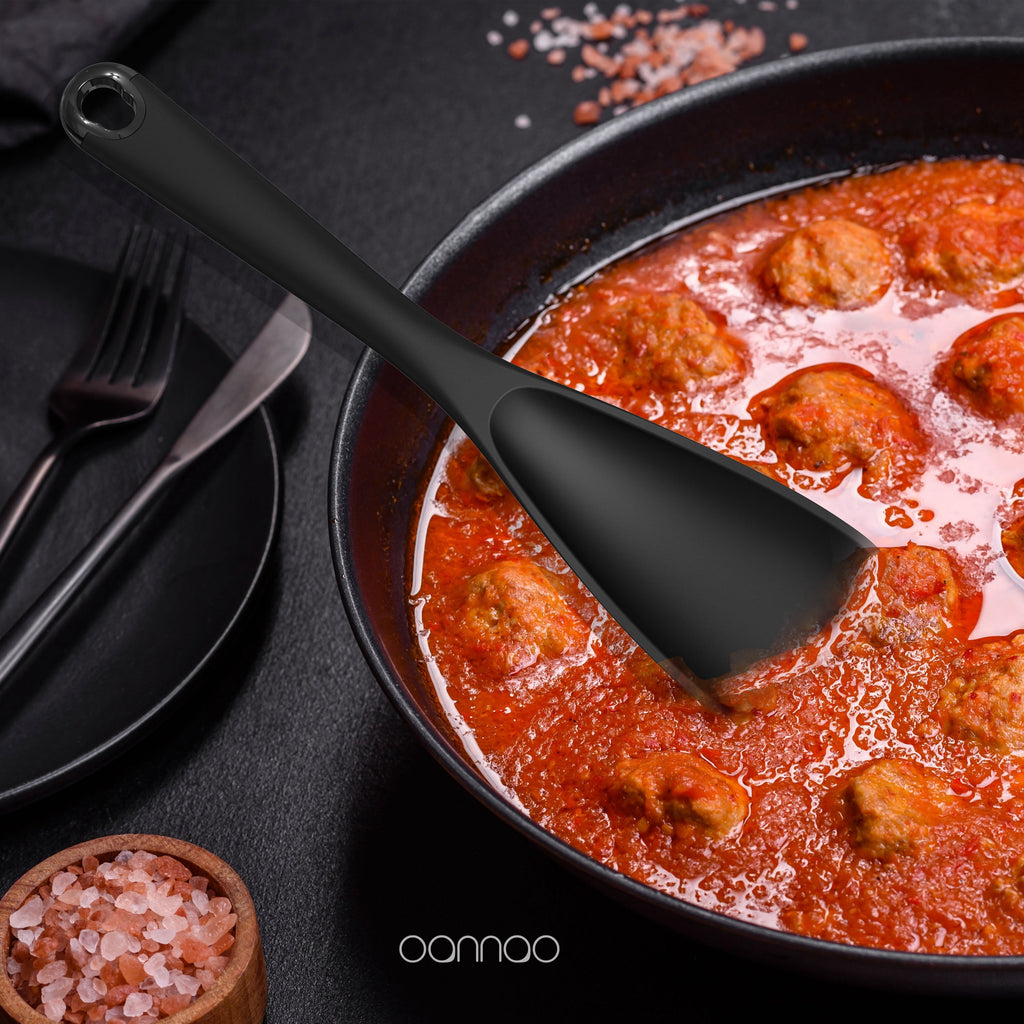 Silicone Kitchen Utensils Set, 600°F Heat Resistant Silicone Cooking Utensils, Spatula, Spoon, Whisk, Tongs, Kitchen Gadgets Tools Sets for Nonstick Cookware, Dishwasher Safe BPA Free (Black)