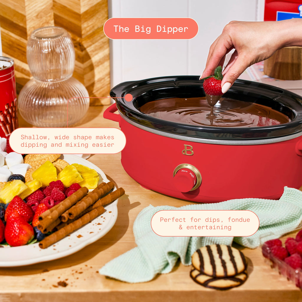 Beautiful 2.5 Qt Dip and Serve Manual Slow Cooker, Chocolate by Drew Barrymore
