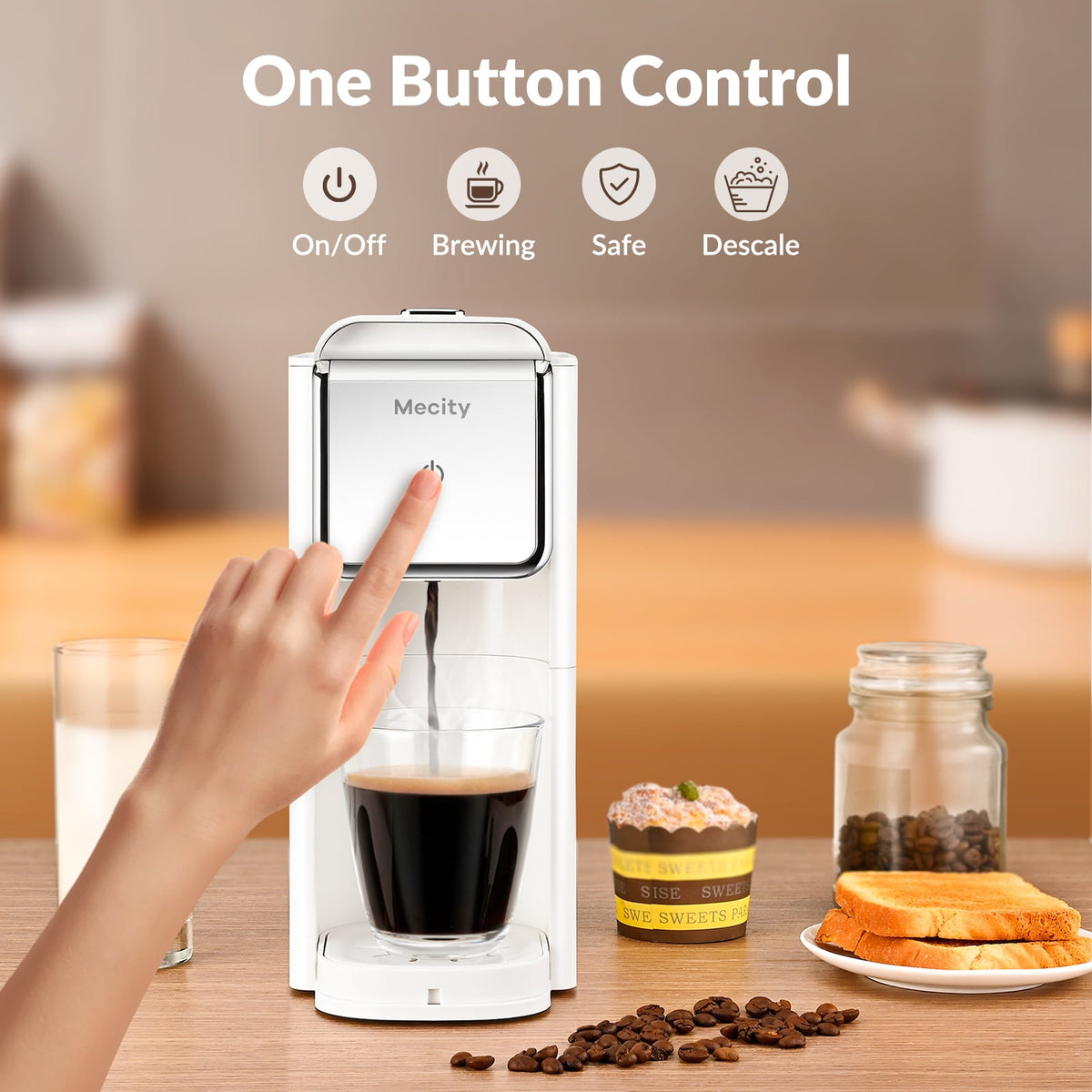 Mecity Compact Coffee Maker for Ground Coffee & Loose Tea - Single Serve, 6-12 Oz Brew, Black