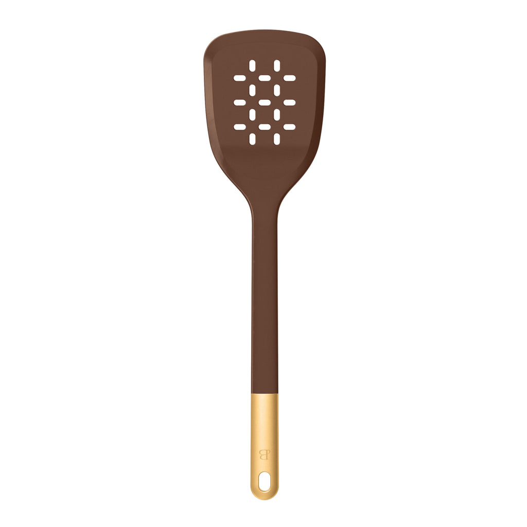 Beautiful 6-Piece Silicone Kitchen Tool Set with Ceramic Crock, Chocolate by Drew Barrymore