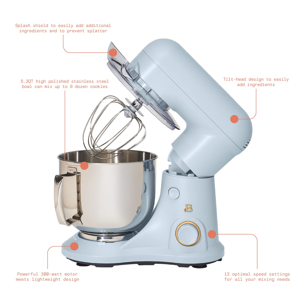 Beautiful 5.3 Qt Stand Mixer, Lightweight & Powerful with Tilt-Head, Chocolate by Drew Barrymore