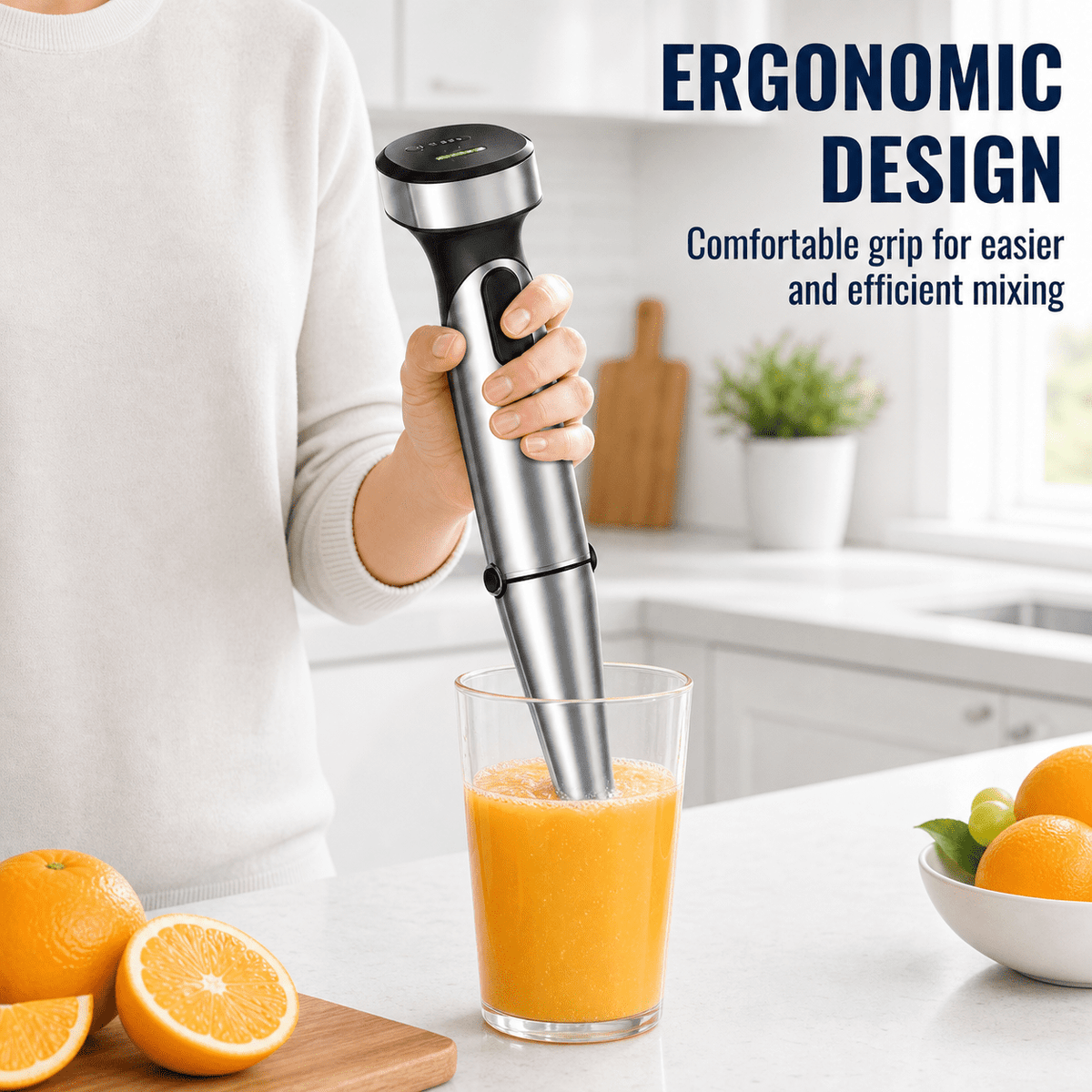 Cordless Immersion Blender, Rechargeable Hand Blender with Type-C Charging, 200W Portable Stick Mixer for Smoothies, Soups, Sauces, Puree and Baby Food