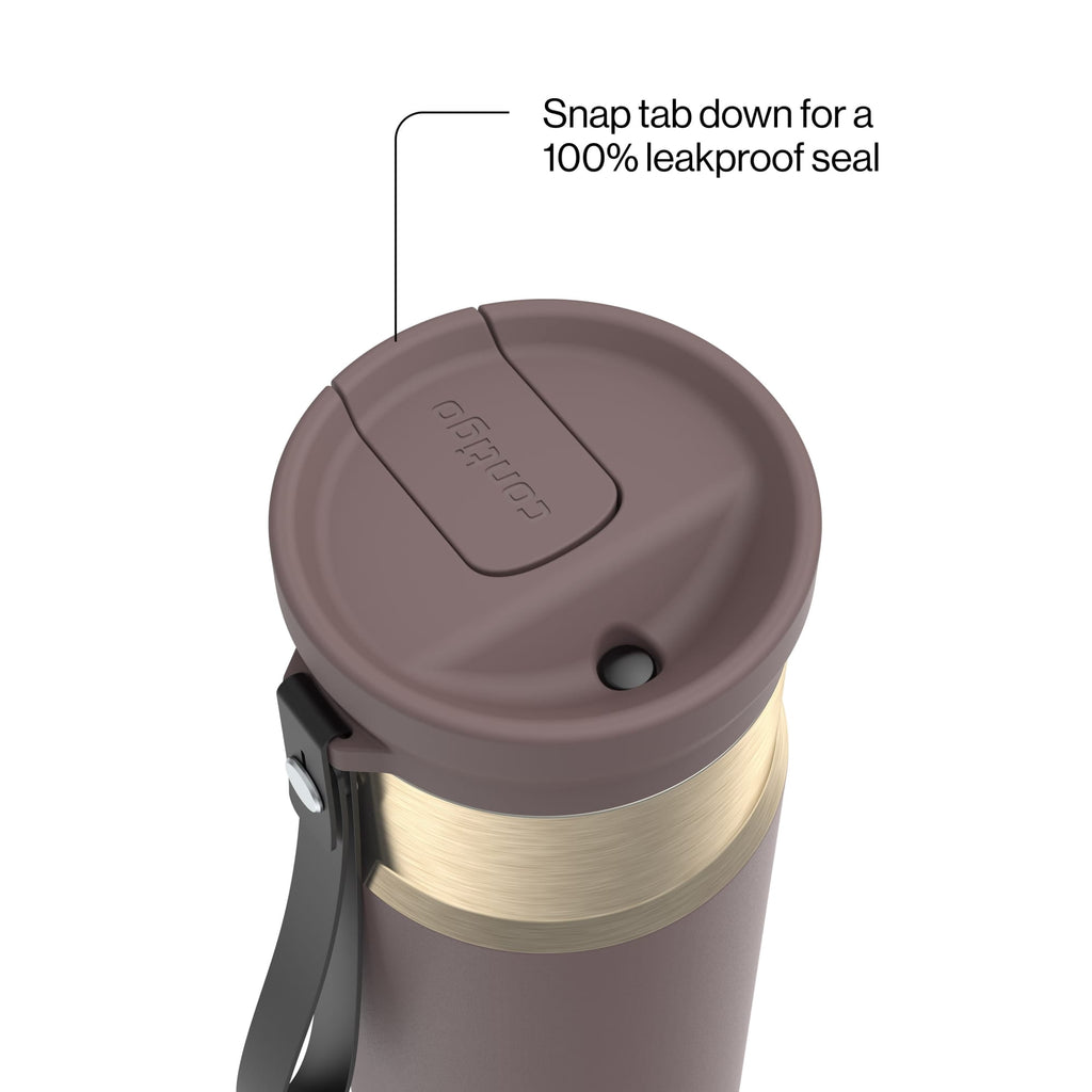 Contigo 24oz SnapSeal Insulated Stainless Steel Water Bottle with Straw, Licorice Black/Bronze