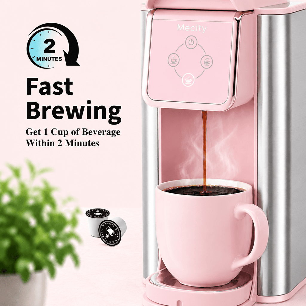 Mecity Coffee Maker 3 in 1 Single Serve Coffee Machine, Compatible with K cup Capsules, Instant Coffee Pot, Tea maker, 6,8,10 Oz Cup, Removable 50 Oz Water Reservoir, 120V 1150W, Black