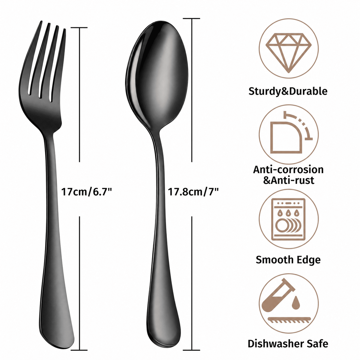 24-Pieces Spoon Fork Silverware Set, TAIMASI Food-Grade Tableware Set for 12, Stainless Steel , Mirror-Polished Dining Flatware Set for Home Restaurant