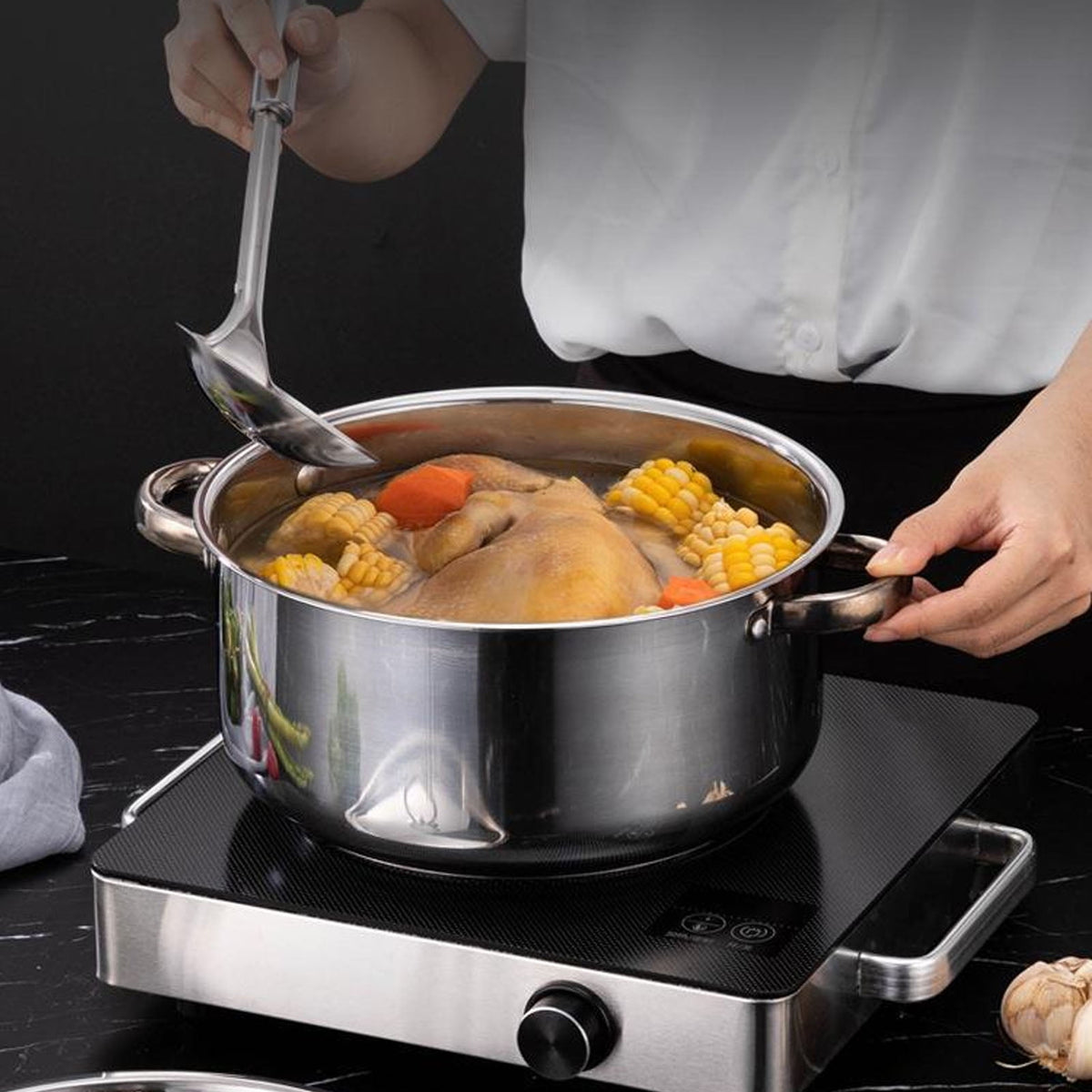15 Piece Stainless Steel Cookware Set, Pots and Pans Set with Lids Non Toxic, Kitchen Induction Cookware with Utensil Sets For Oven & Dishwasher ,Heavy Premium Kitchen Cooking