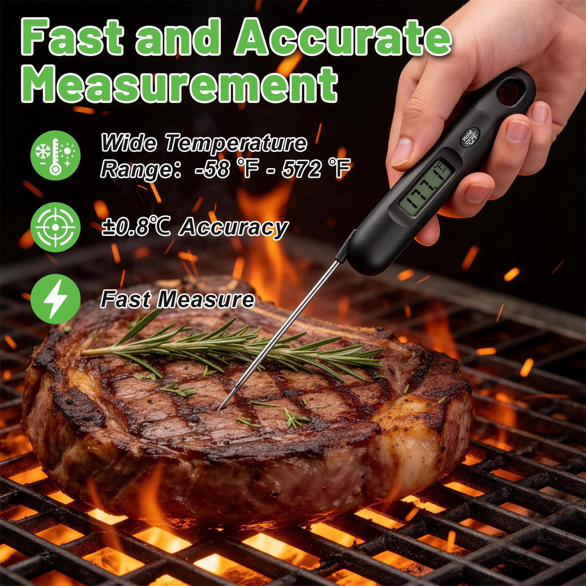 AGCAN Digital Meat Thermometer Instant Read Food Thermometers for BBQ Grilling Cooking