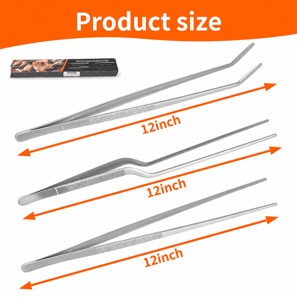 3 Pcs 12-inch Kitchen Tweezers Precision Serrated Tips Cooking Tweezers Stainless Steel Nonslip Professional Chef Tools Kitchen Tools for BBQ Plating and Serving (Silver)